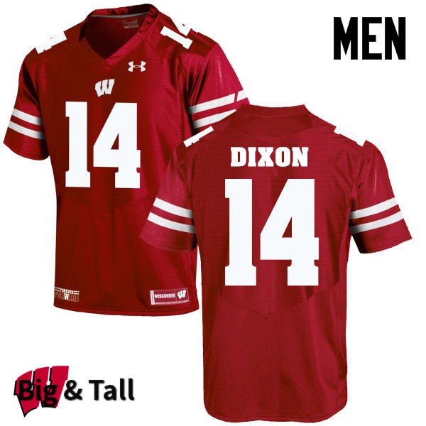 Wisconsin Badgers Men's #14 DCota Dixon NCAA Under Armour Authentic Red Big & Tall College Stitched Football Jersey QG40P46GQ